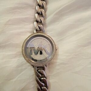 Michael Kors Silver-Tone Logo Chain Watch